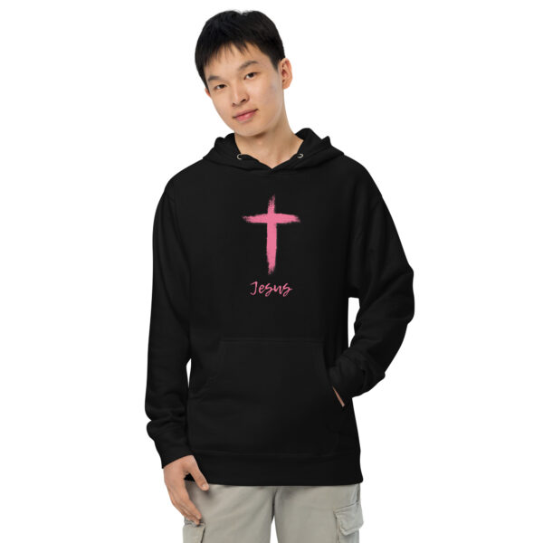 "Jesus" Unisex Midweight Hoodie - Image 3